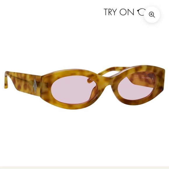 Linda Farrow The Attico Berta Brown tortoiseshell Pink Cat-Eye Sunglasses NEW main image 5